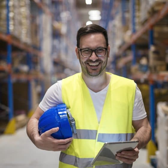 Warehouse and logistics professional at work